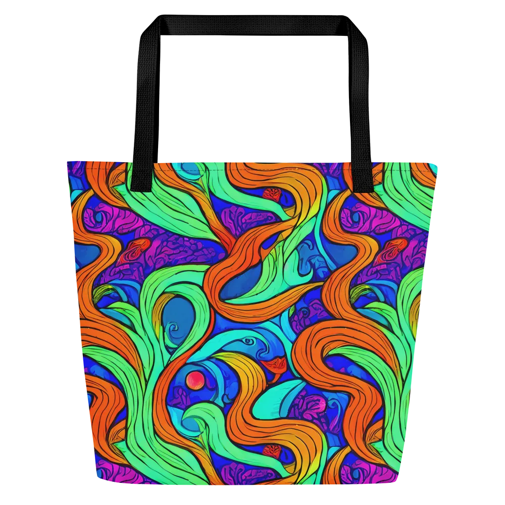 Limefire Waves on Large Tote Bag W/ Pocket — Front