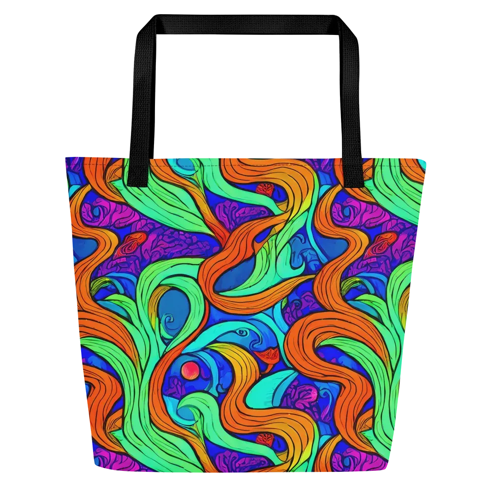 Limefire Waves on Large Tote Bag W/ Pocket — Front