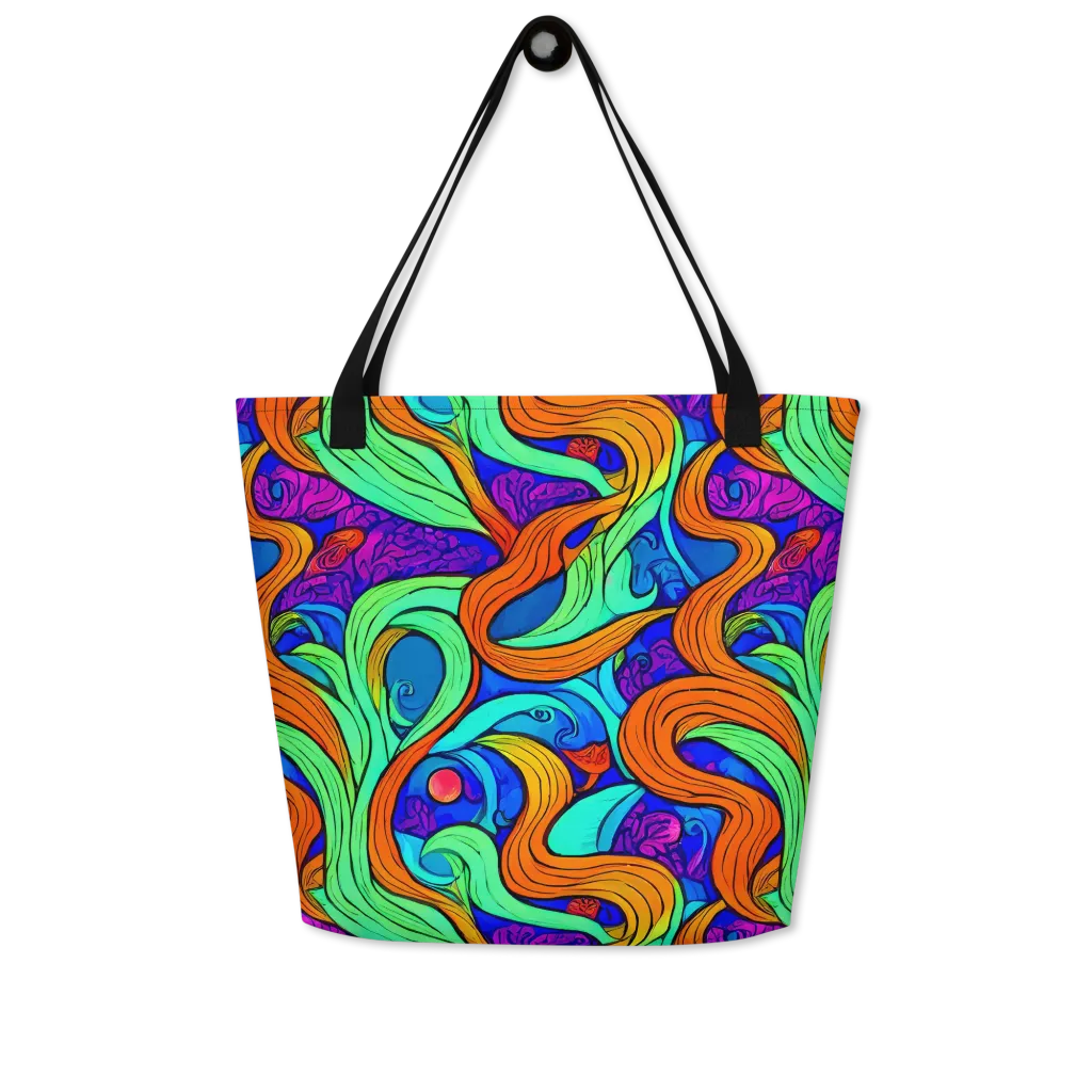 Limefire Waves on Large Tote Bag W/ Pocket — Front