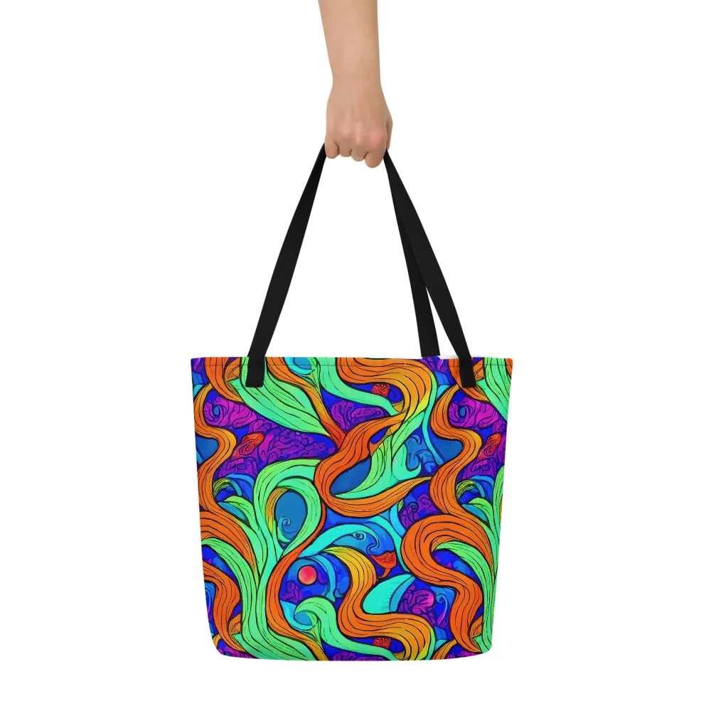 Limefire Waves on Large Tote Bag W/ Pocket — Front