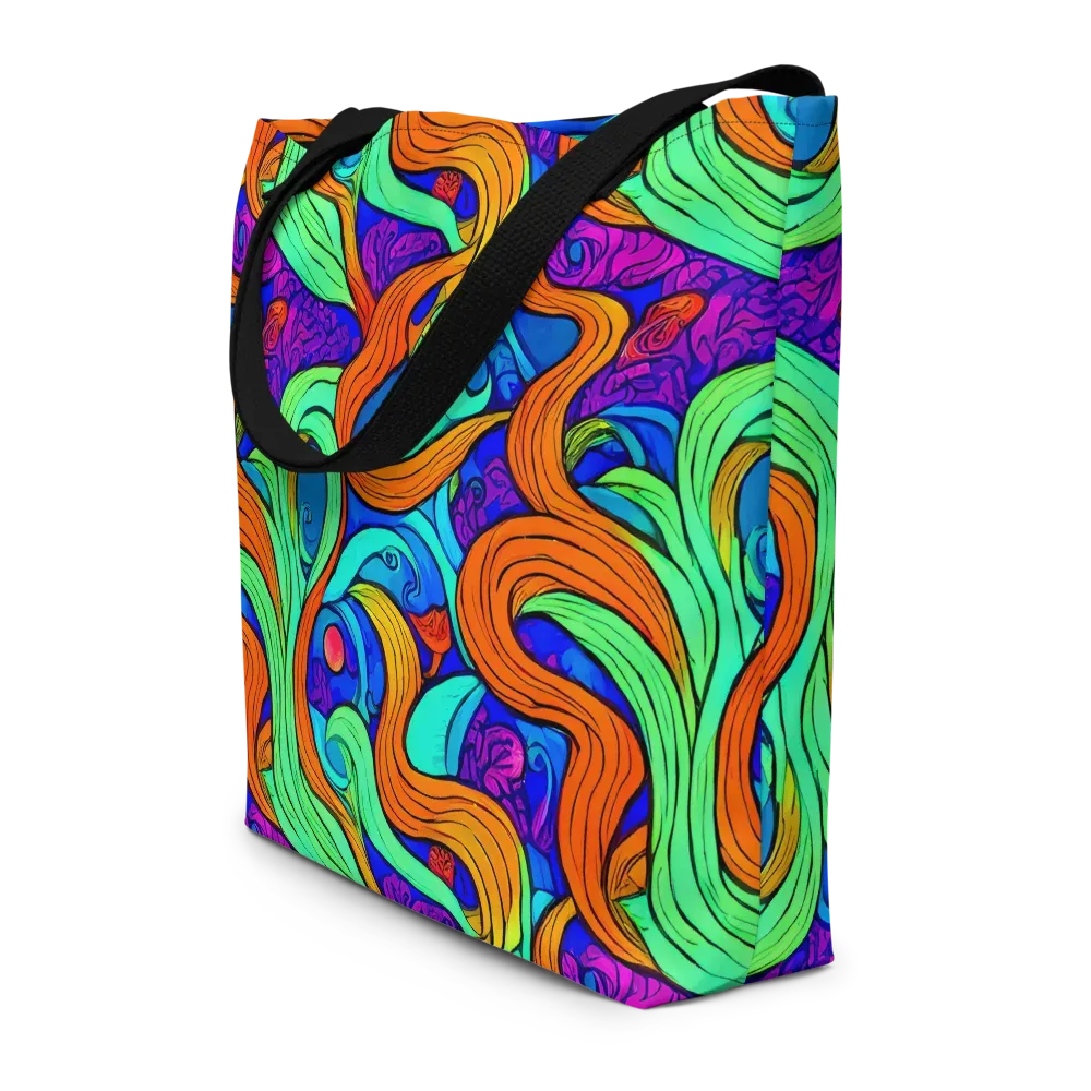Limefire Waves on Large Tote Bag W/ Pocket — Front