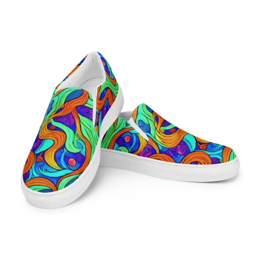 Limefire Waves on a Women's Slip-On Canvas Shoes