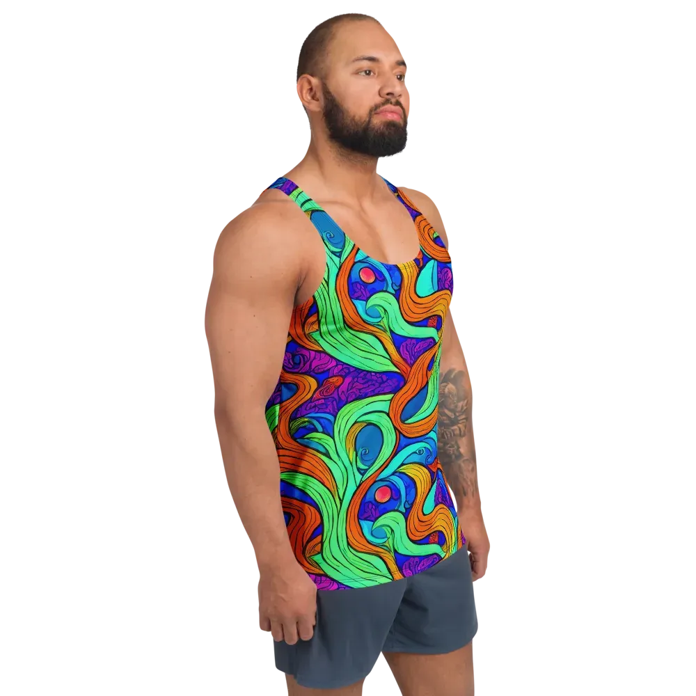 Limefire Waves on Men's Tank Top — Right Front