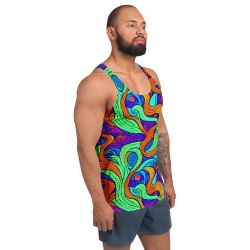 Limefire Waves on a Men's Tank Top