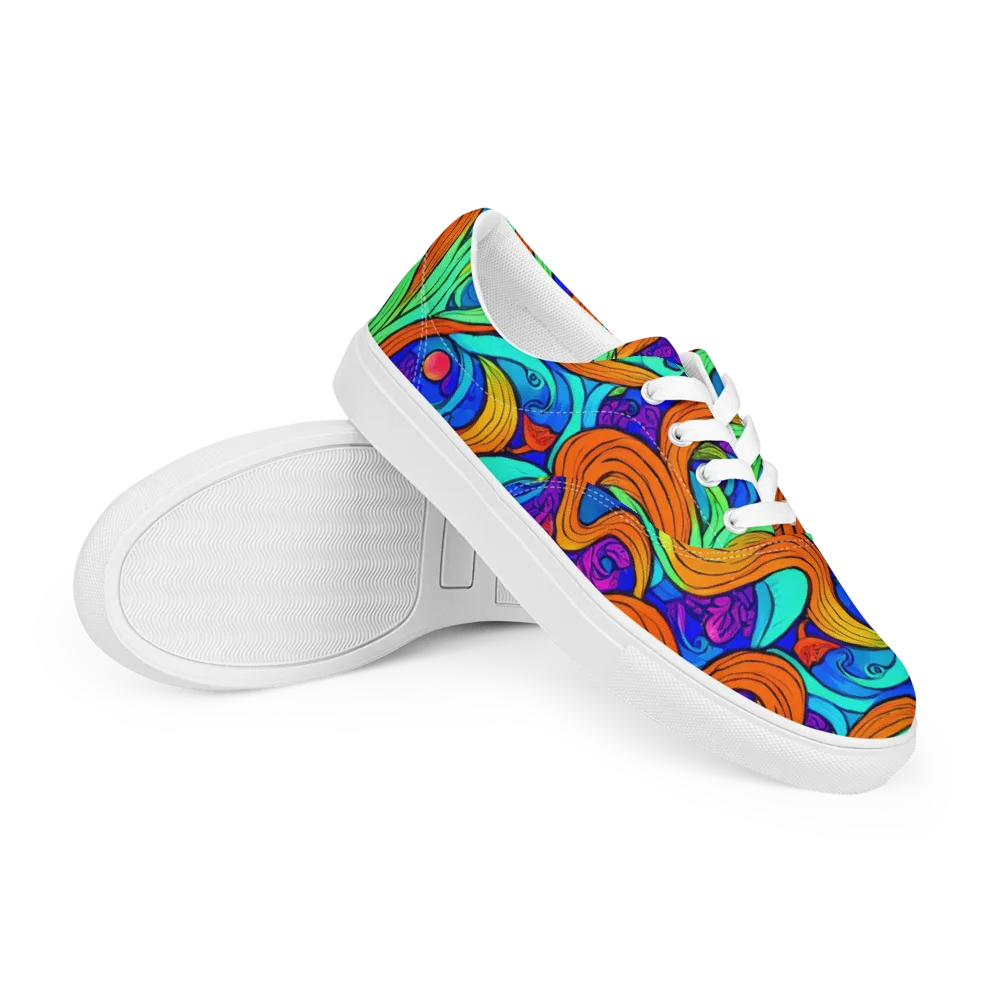 Limefire Waves on Men's Lace-Up Canvas Shoes — Right Front