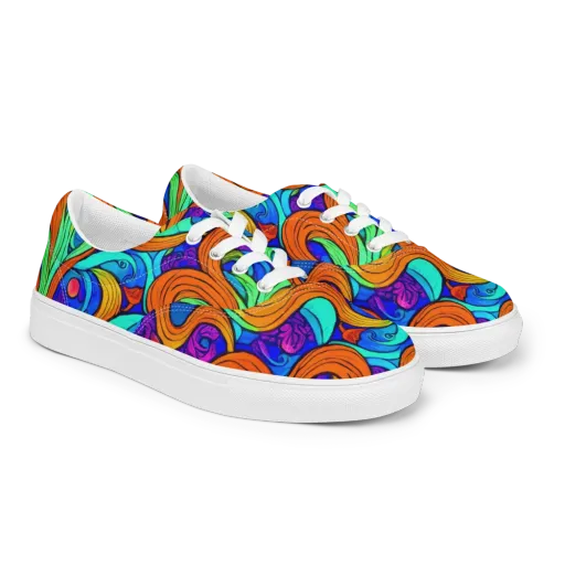 Limefire Waves on a Men's Lace-Up Canvas Shoes