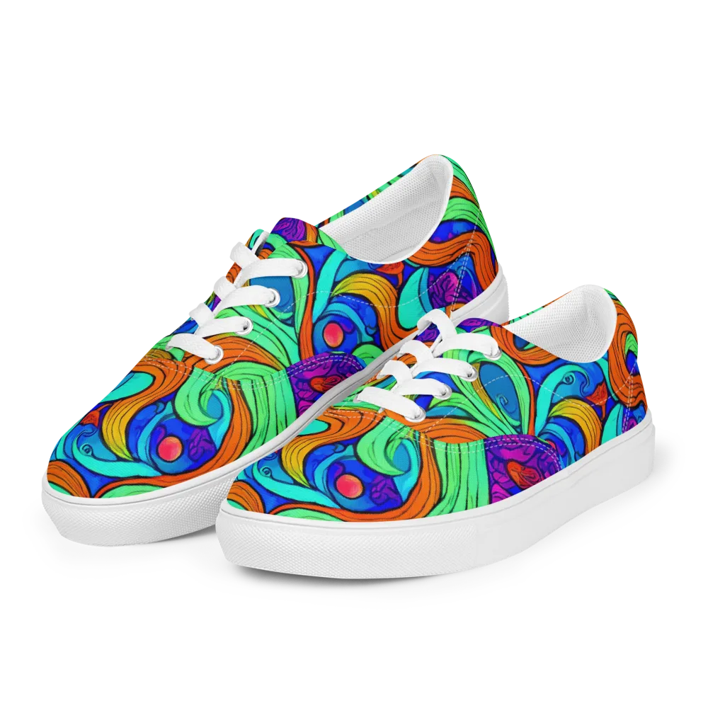 Limefire Waves on Men's Lace-Up Canvas Shoes — Left Front