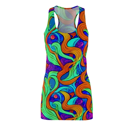 Limefire Waves on a Racerback Dress