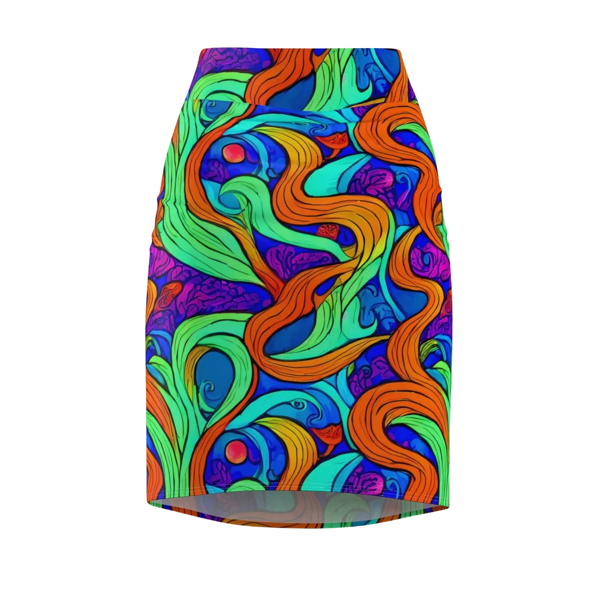 Limefire Waves on Pencil Skirt — Front