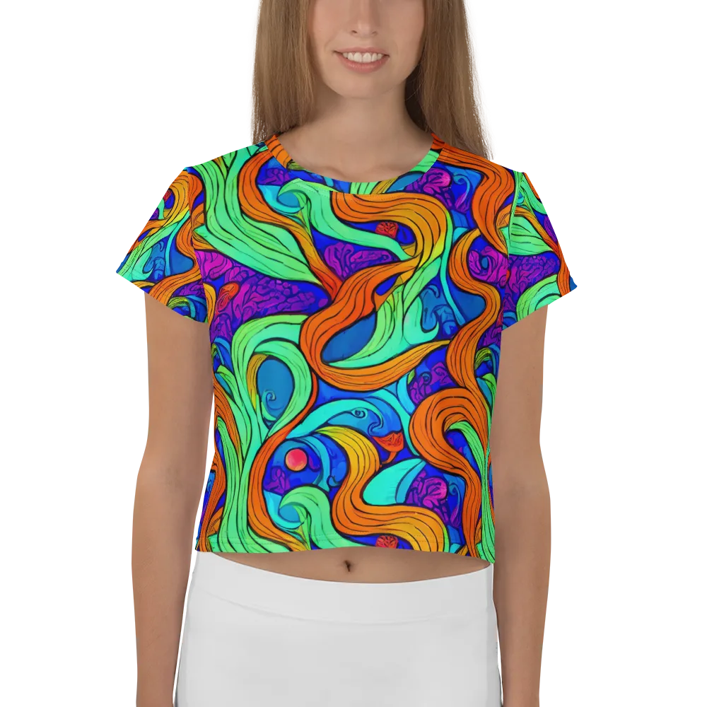 Limefire Waves on Crop Tee — Front