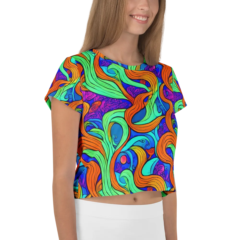 Limefire Waves on Crop Tee — Right