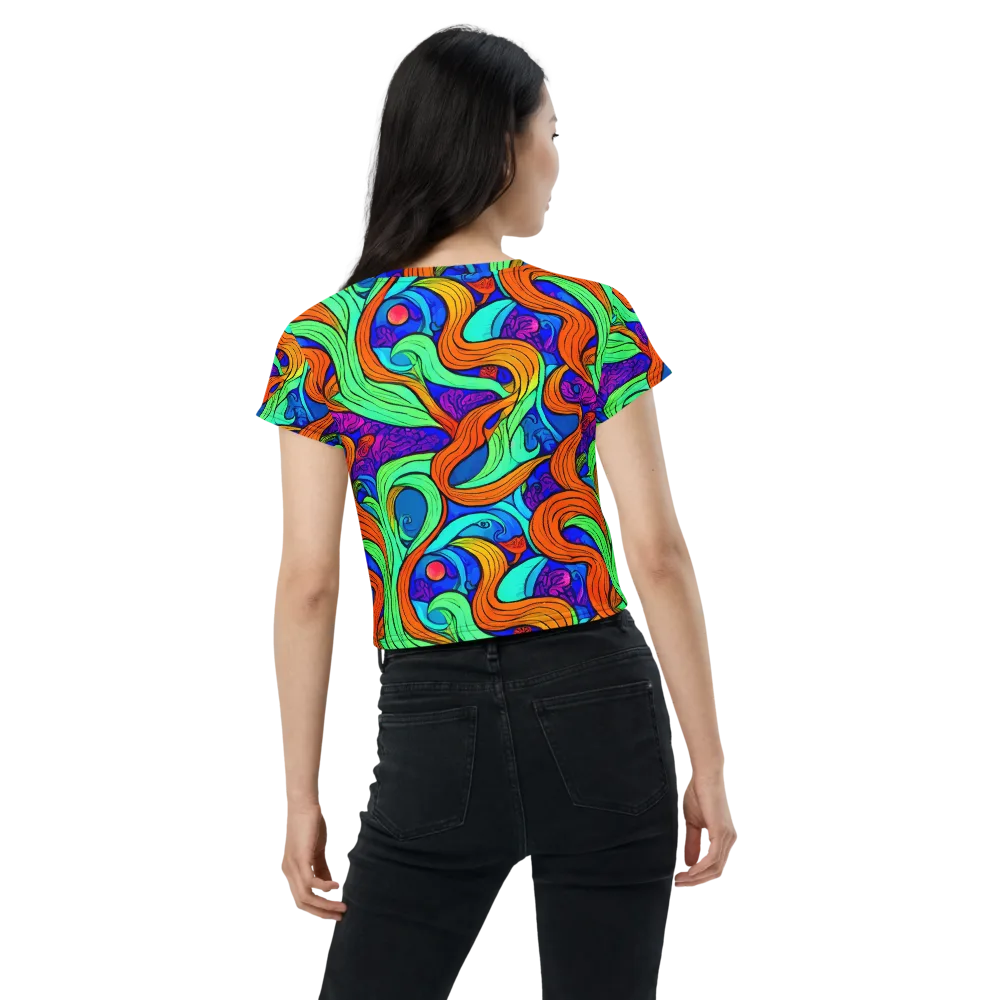 Limefire Waves on Crop Tee — Back