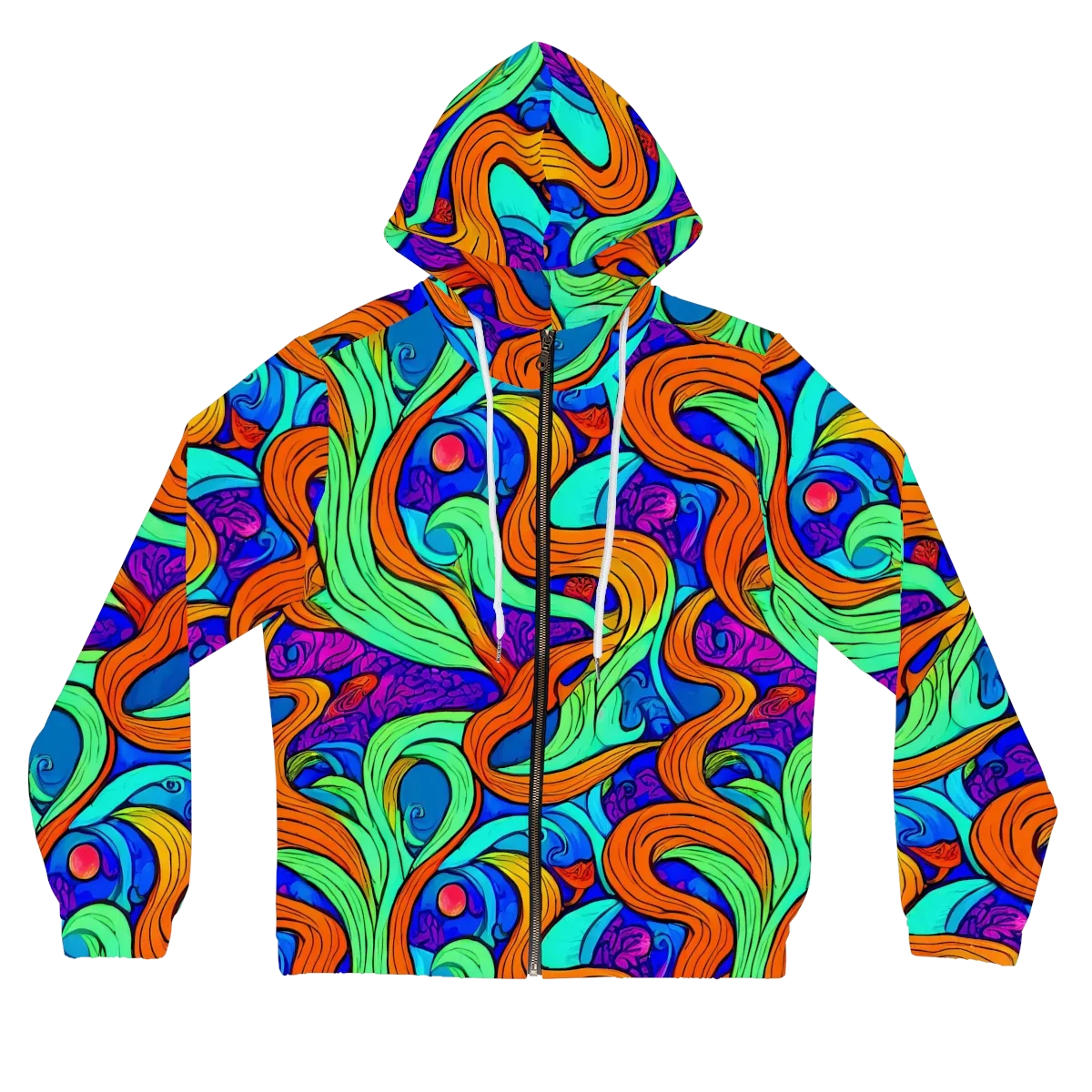Limefire Waves on Women's Full-Zip Hoodie — Front