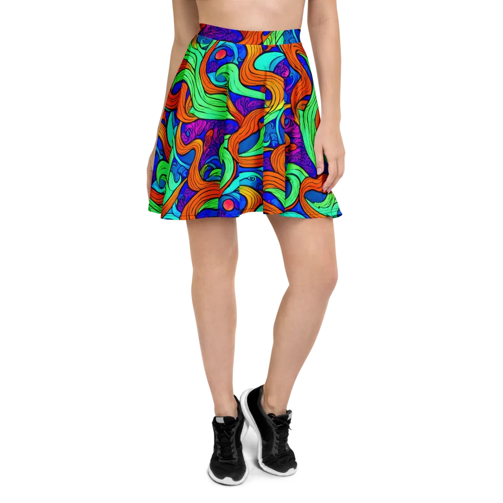Limefire Waves on Skater Skirt — Front