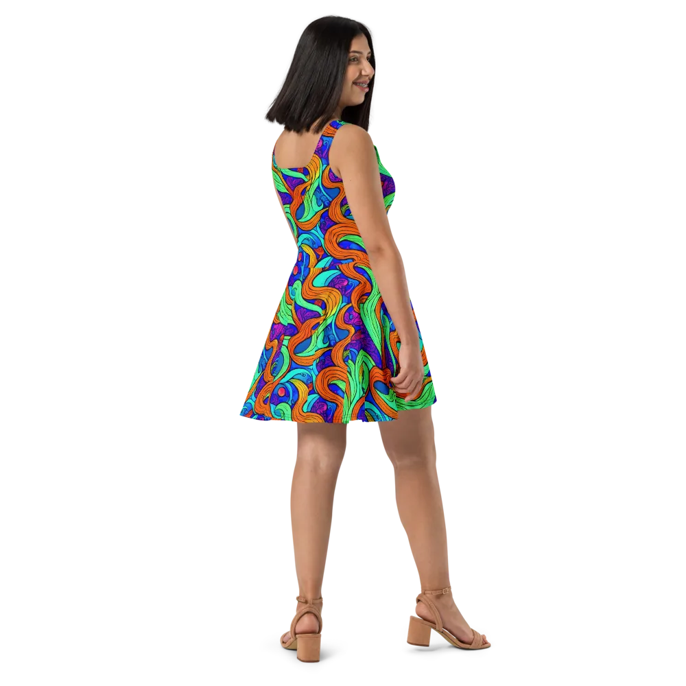 Limefire Waves on Skater Dress — Right