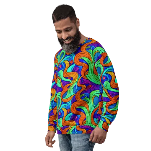 Limefire Waves on a Sweatshirt