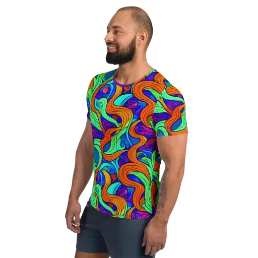 Limefire Waves on a Men's Athletic T-Shirt