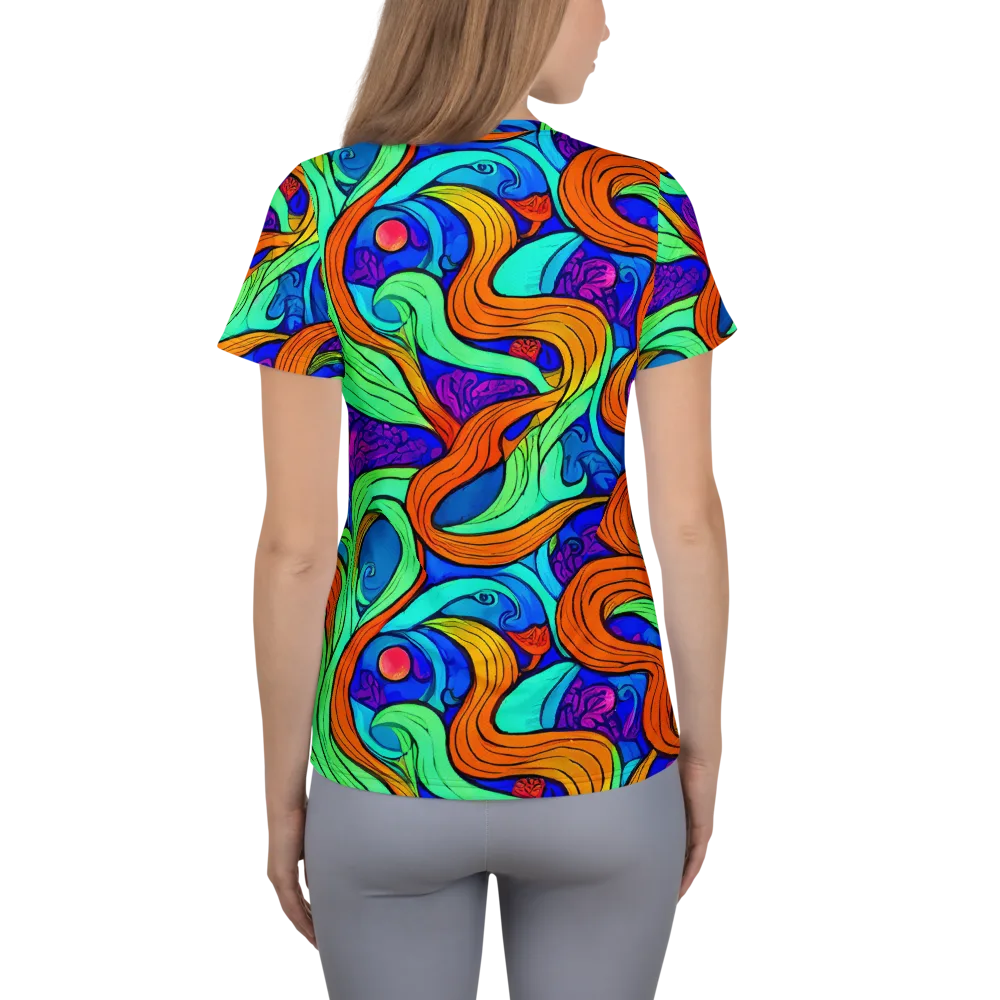 Limefire Waves on Women's Athletic T-Shirt — Back
