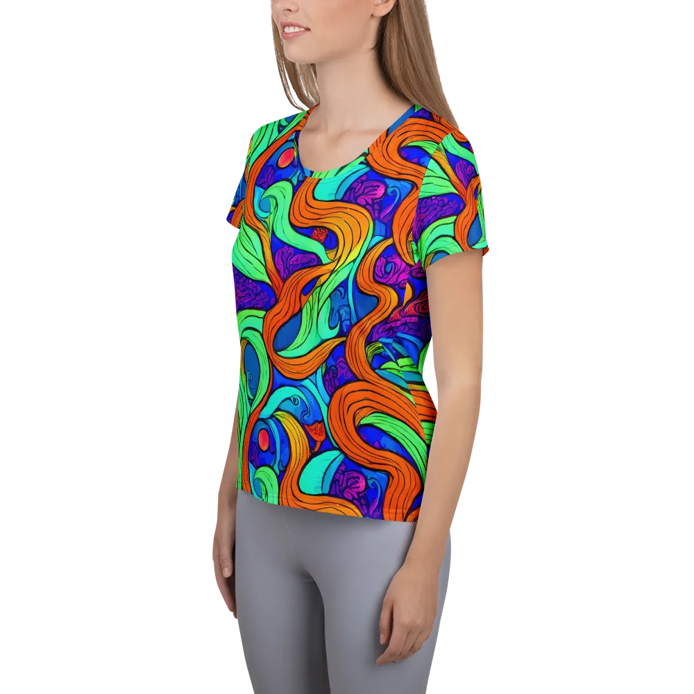 Limefire Waves on Women's Athletic T-Shirt — Left