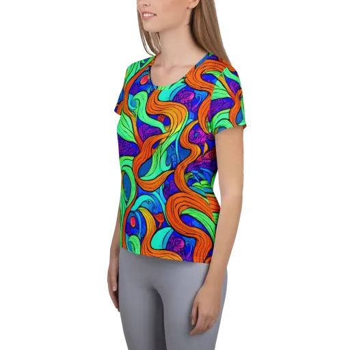 Limefire Waves on a Women's Athletic T-Shirt