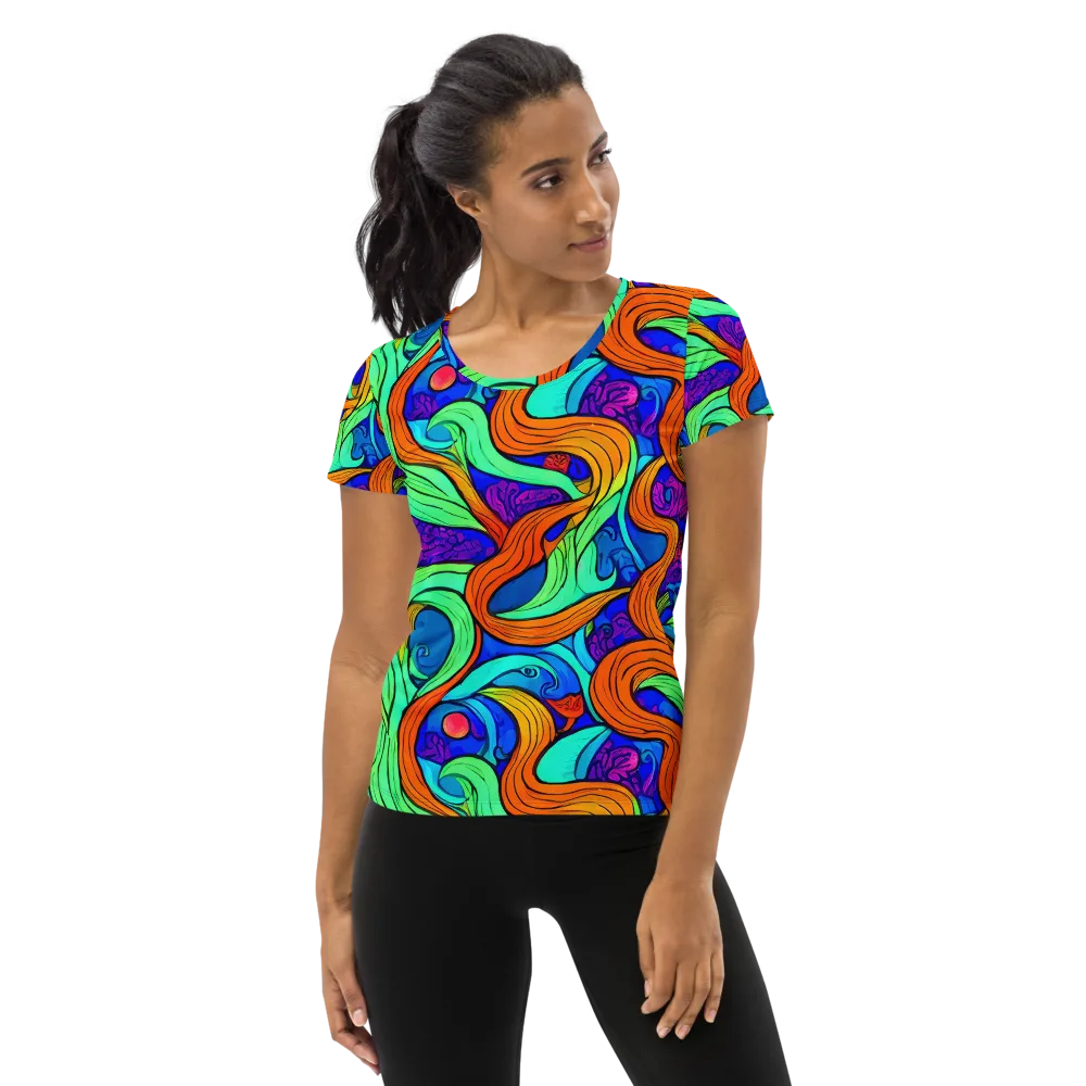 Limefire Waves on Women's Athletic T-Shirt — Front