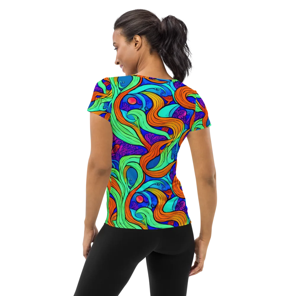 Limefire Waves on Women's Athletic T-Shirt — Back