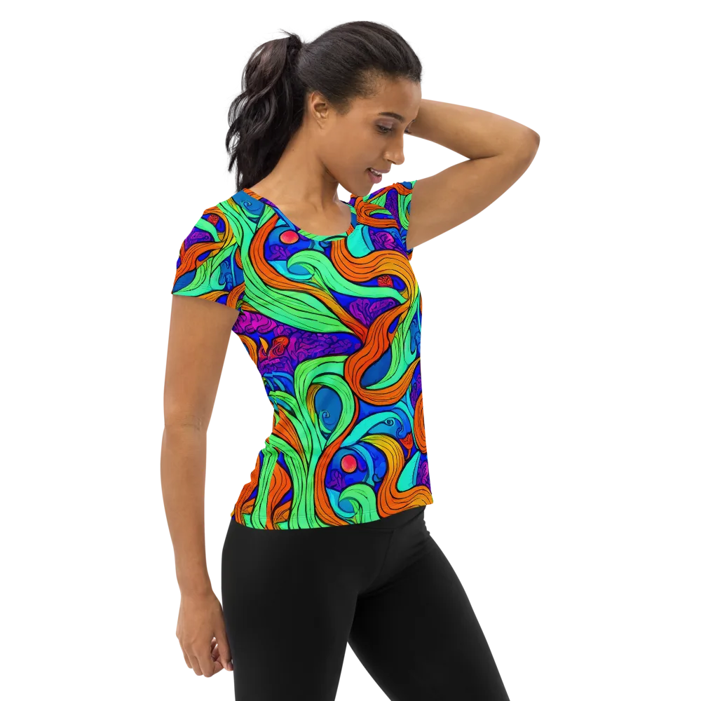 Limefire Waves on Women's Athletic T-Shirt — Right
