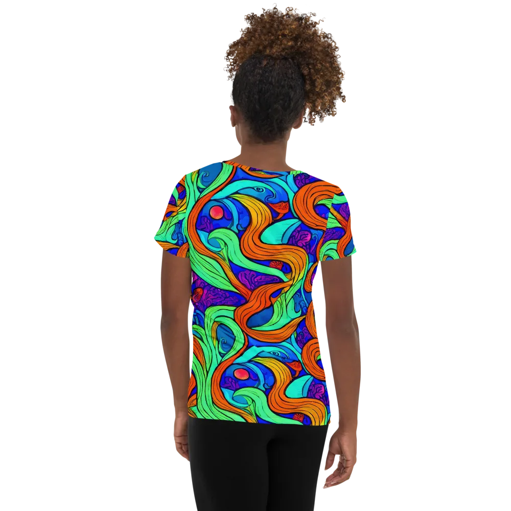 Limefire Waves on Women's Athletic T-Shirt — Back