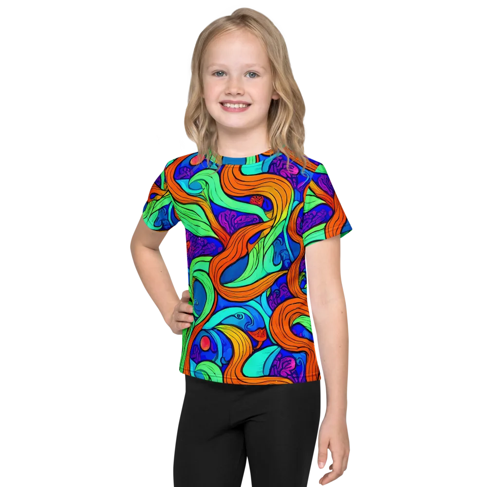 Limefire Waves on Kids Crew Neck T-Shirt — Front