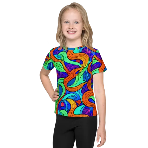 Limefire Waves on a Kids Crew Neck T-Shirt