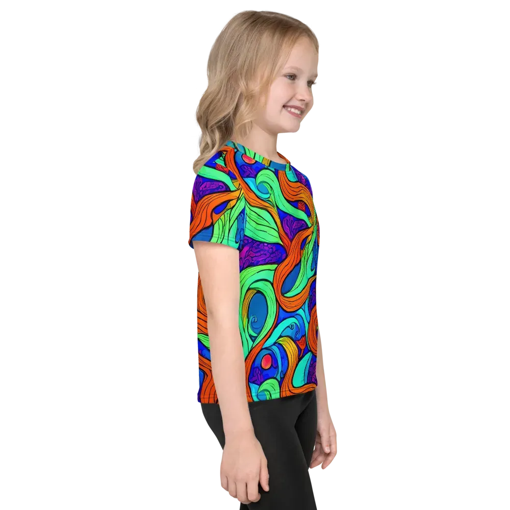 Limefire Waves on Kids Crew Neck T-Shirt — Right