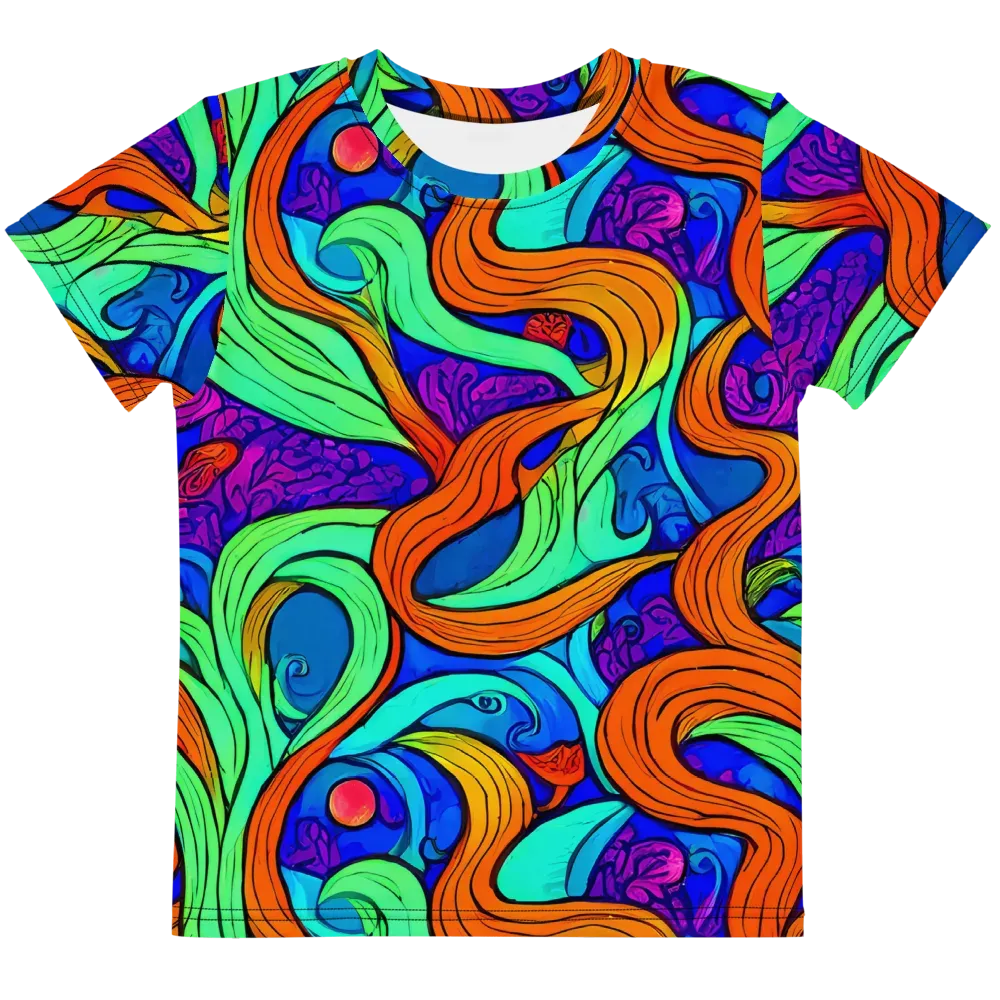 Limefire Waves on Kids Crew Neck T-Shirt — Front
