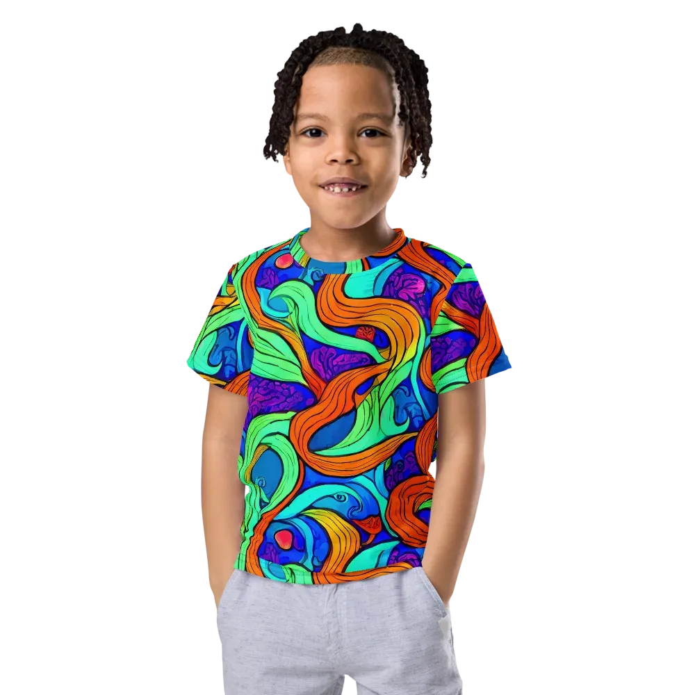 Limefire Waves on Kids Crew Neck T-Shirt — Front