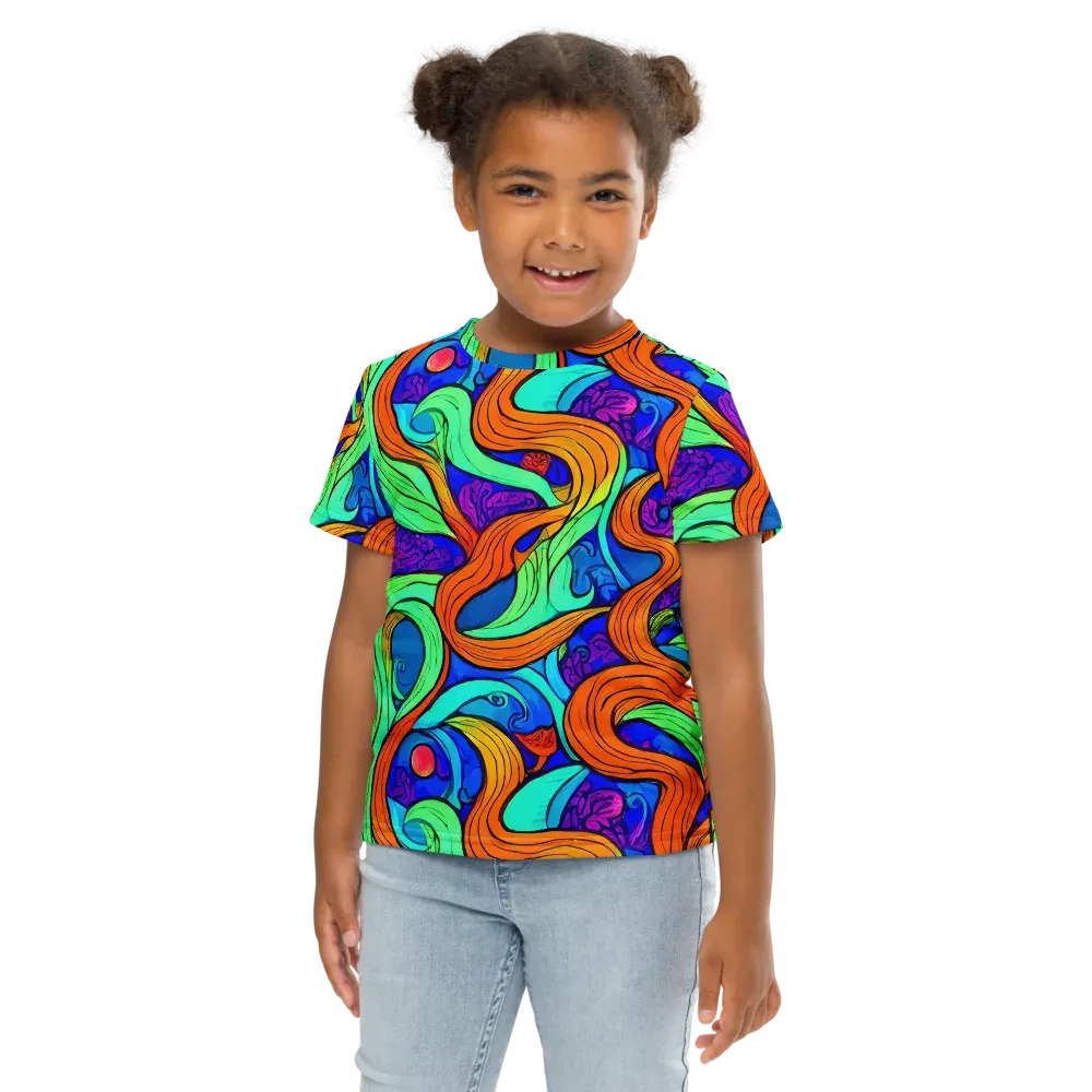 Limefire Waves on Kids Crew Neck T-Shirt — Front