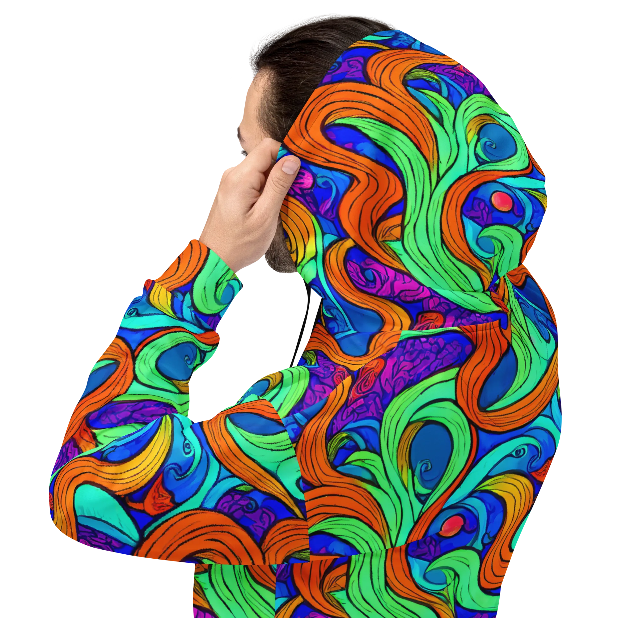 Limefire Waves on Hoodie — Back