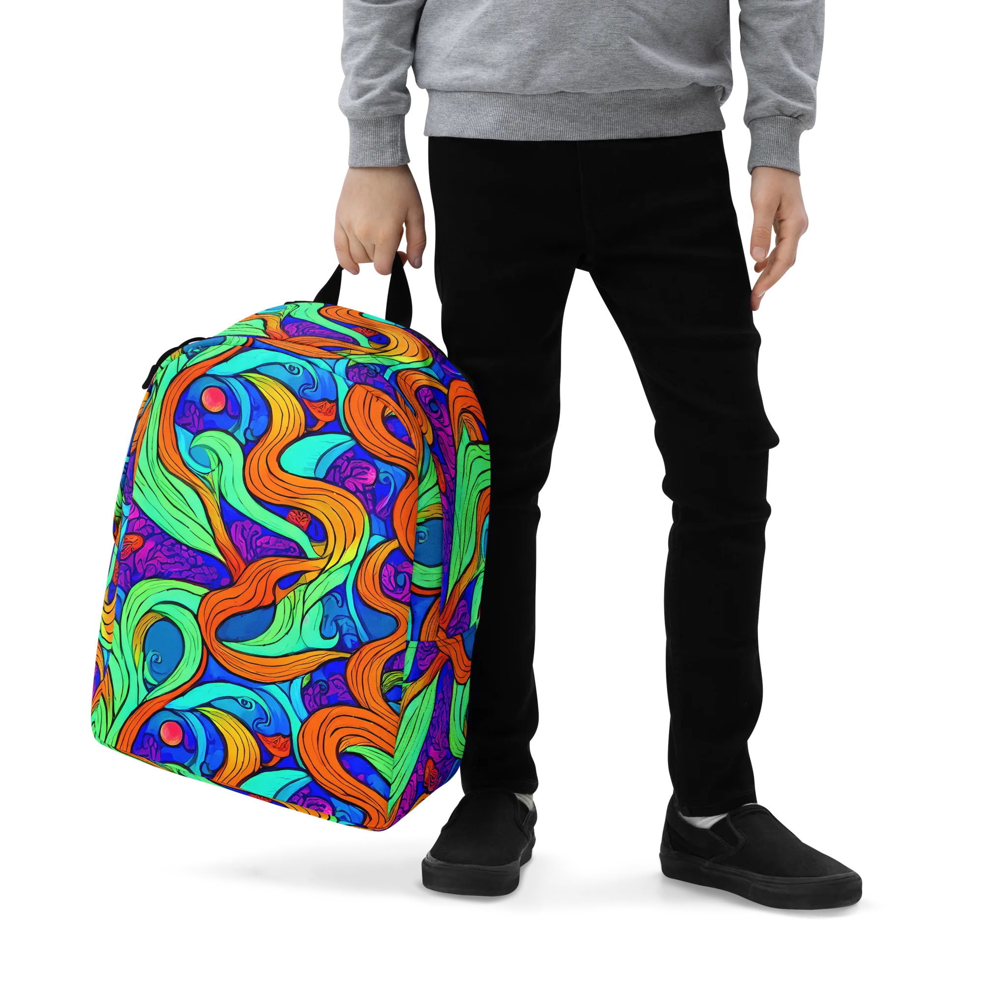 Limefire Waves on Minimalist Backpack — Zoomed-in