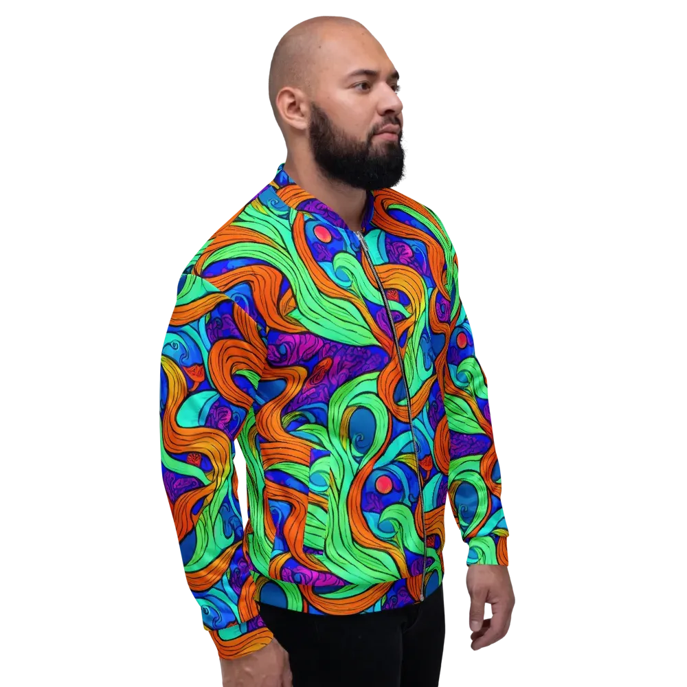 Limefire Waves on Bomber Jacket — Right