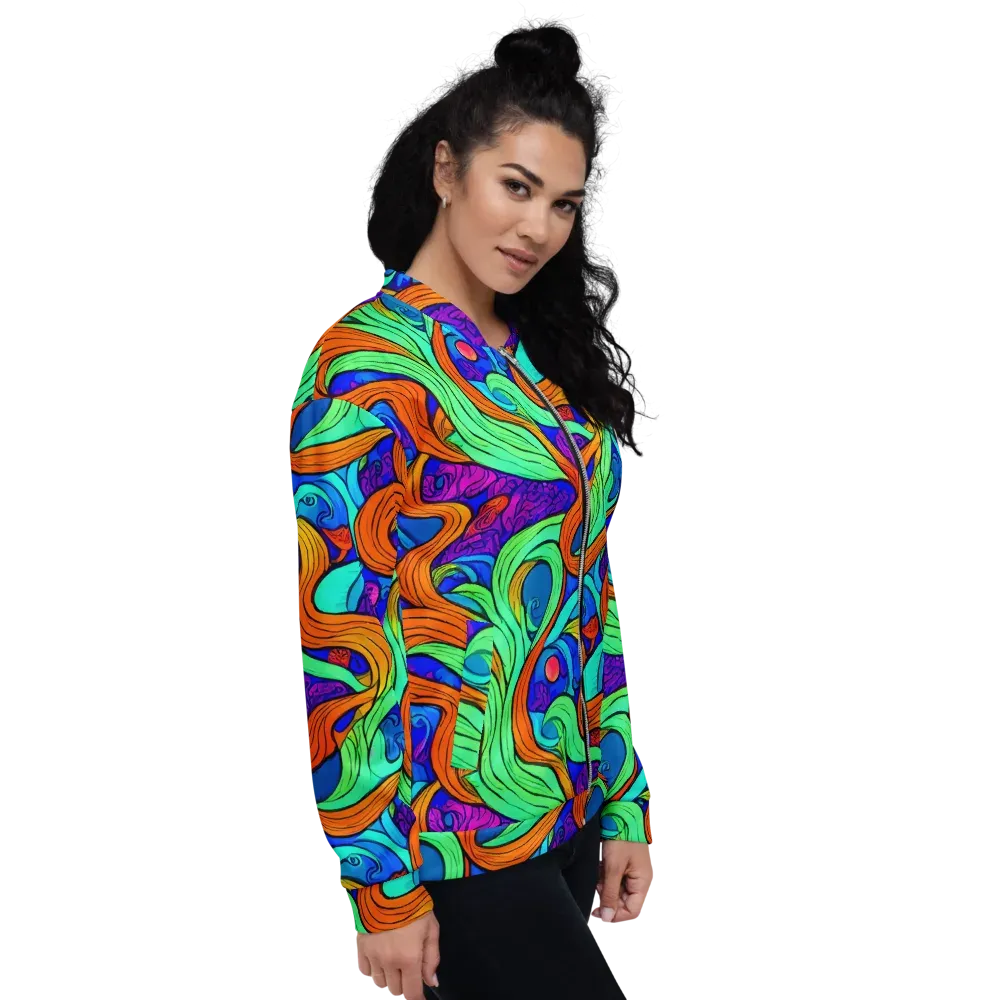 Limefire Waves on Bomber Jacket — Right