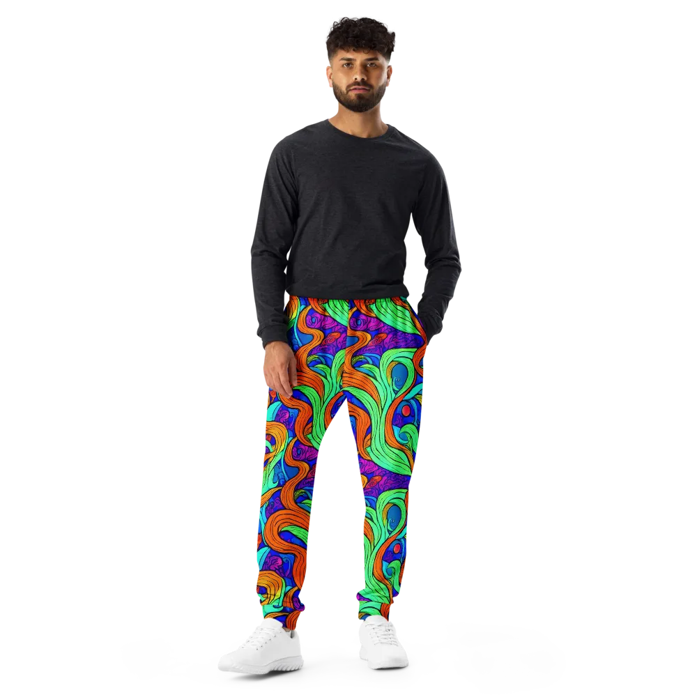 Limefire Waves on Men's Joggers — Front