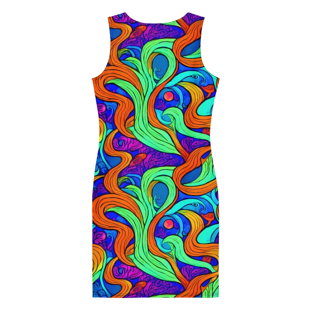 Limefire Waves on Bodycon Dress — Back
