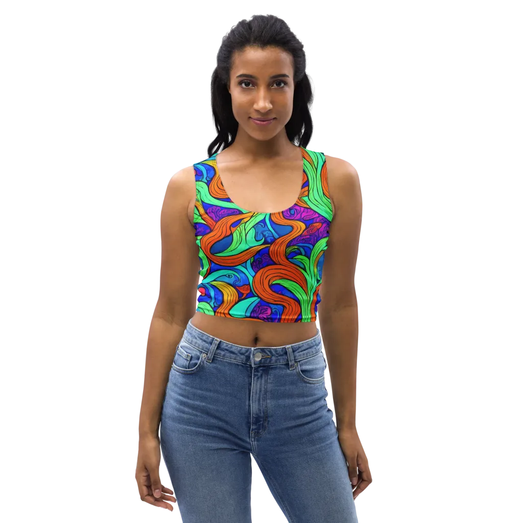 Limefire Waves on Crop Top — Front