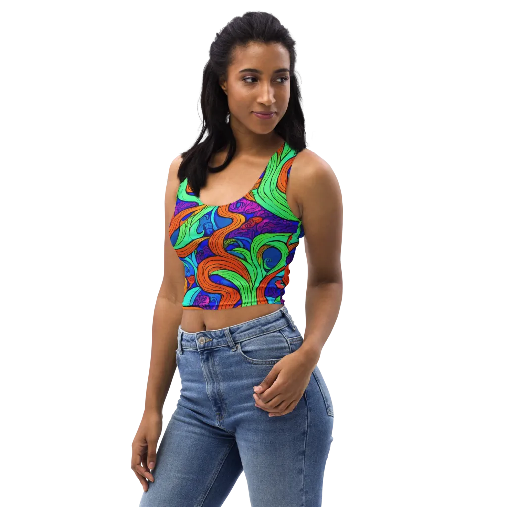 Limefire Waves on Crop Top — Left Front