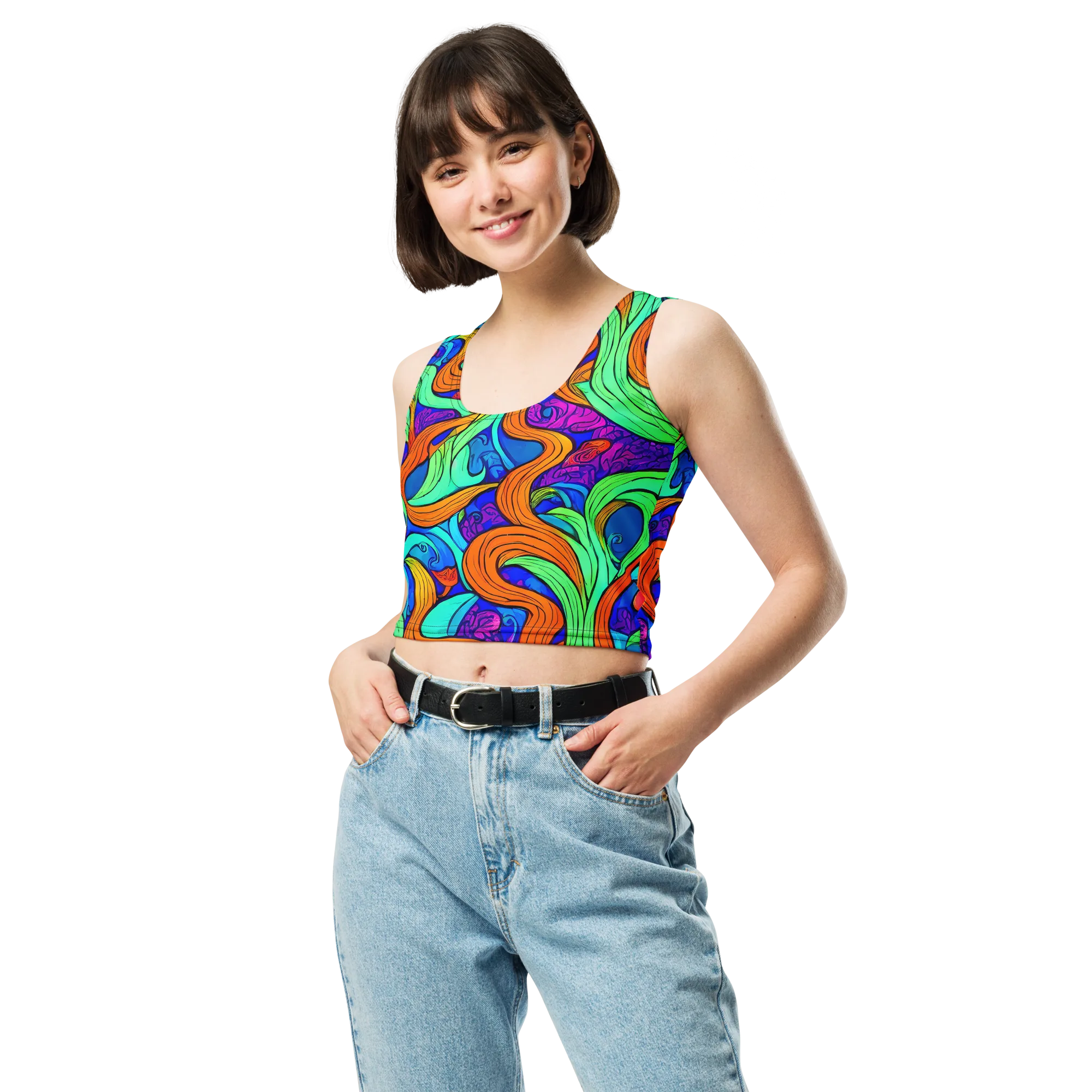 Limefire Waves on Crop Top — Front