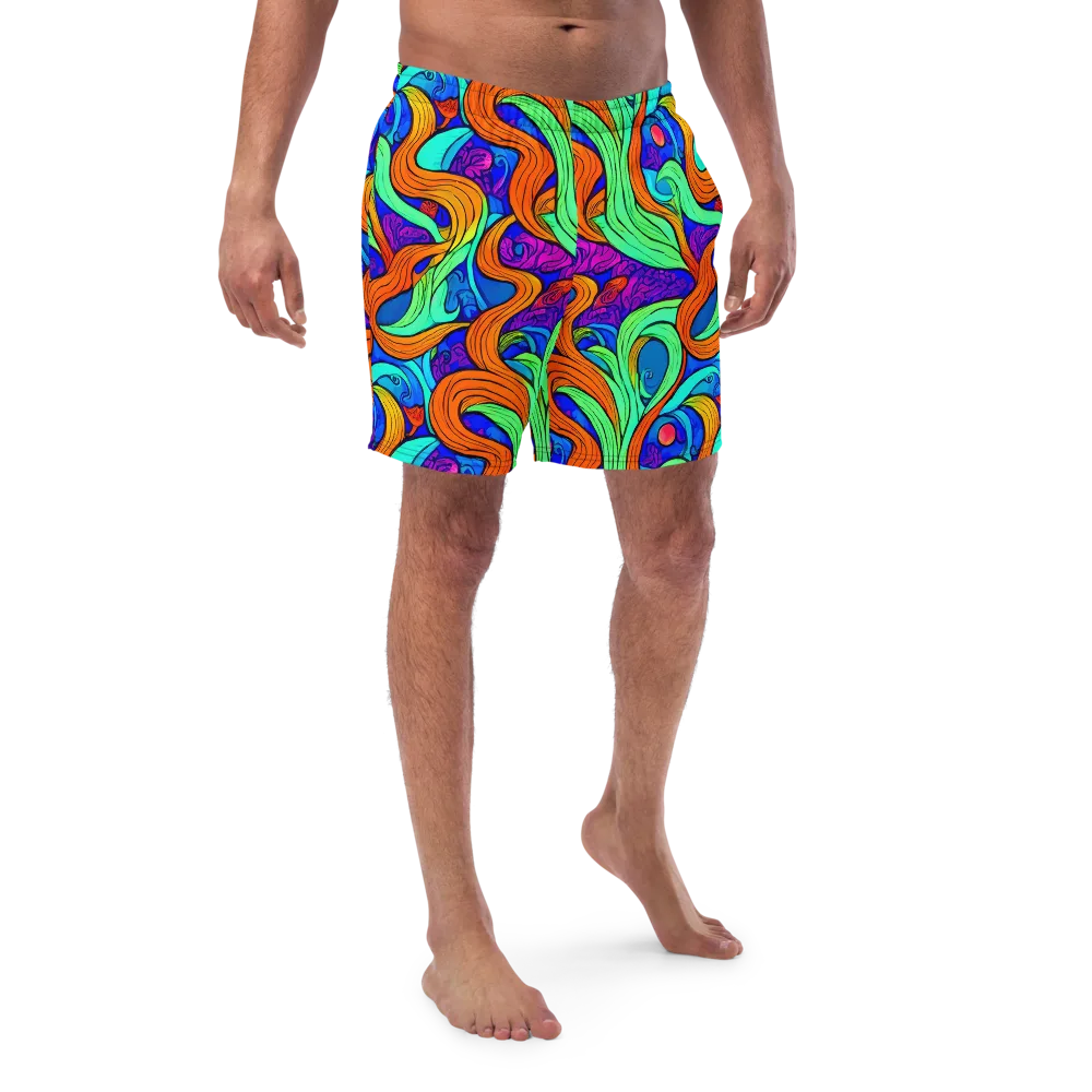 Limefire Waves on Swim Trunks — Front