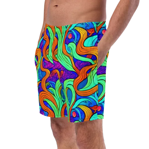 Limefire Waves on a Swim Trunks
