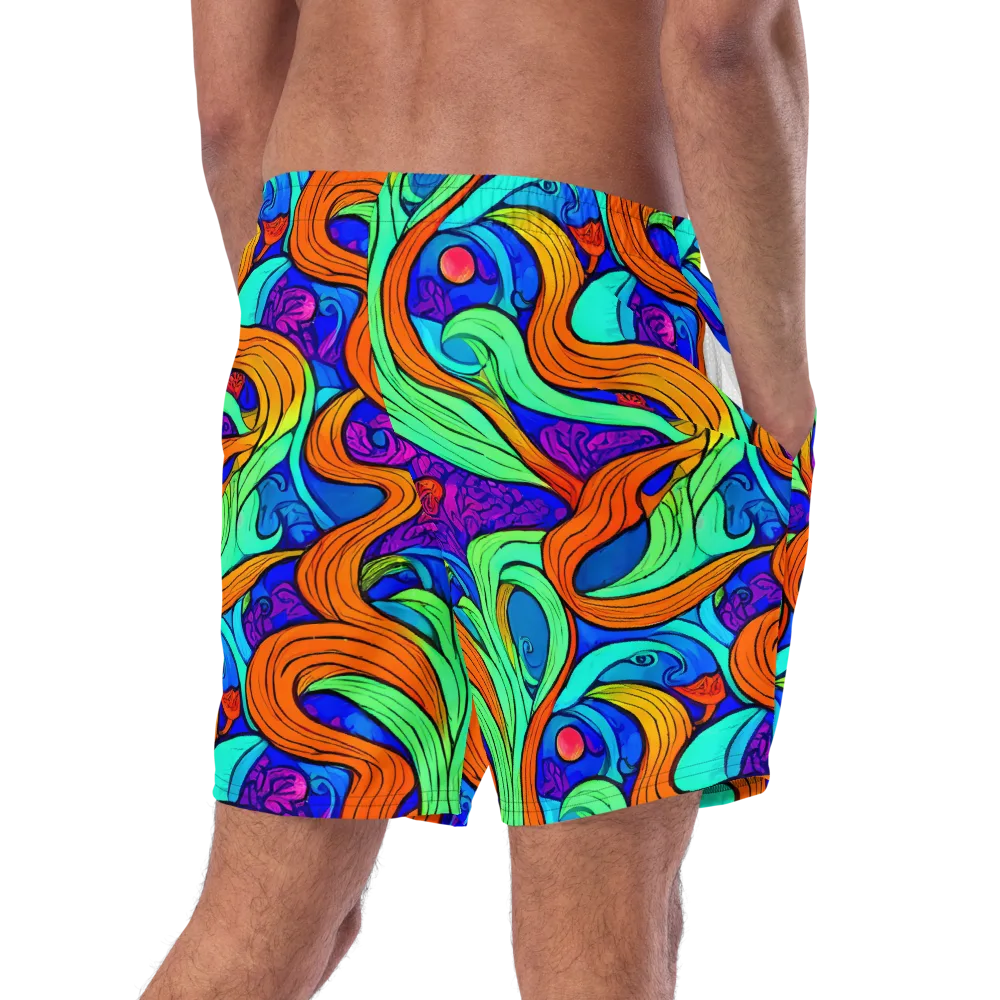 Limefire Waves on Swim Trunks — Right Back