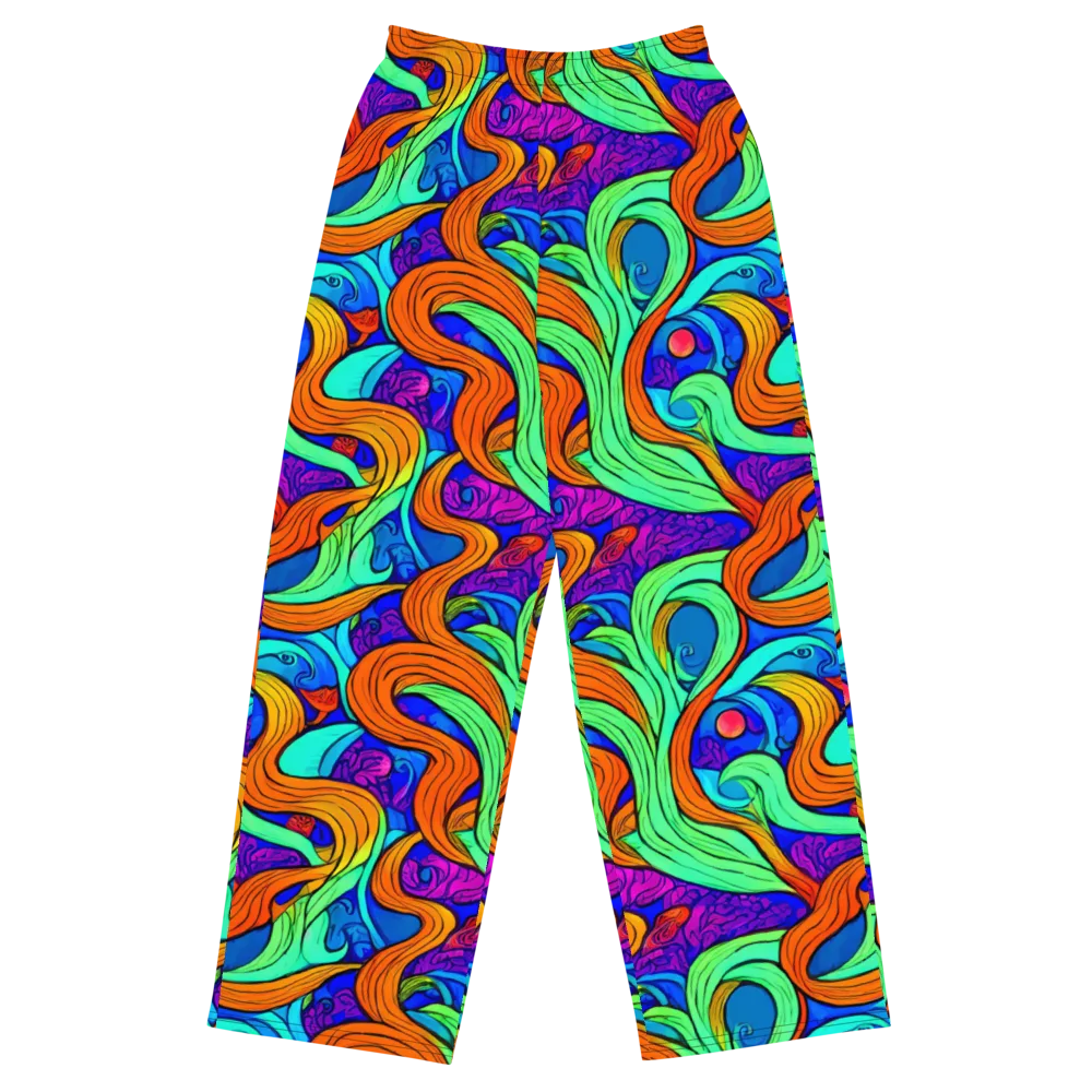 Limefire Waves on Wide-Leg Pants — Front