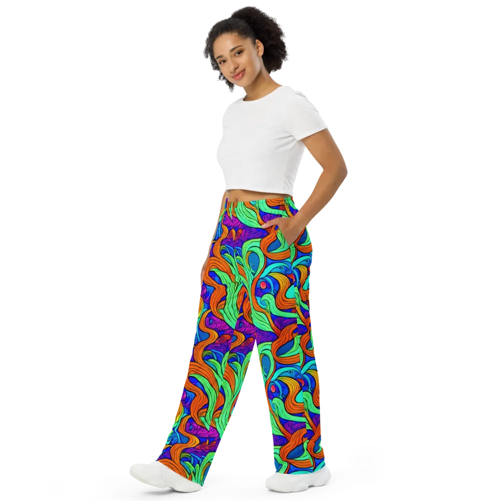 Limefire Waves on Wide-Leg Pants — Left Front