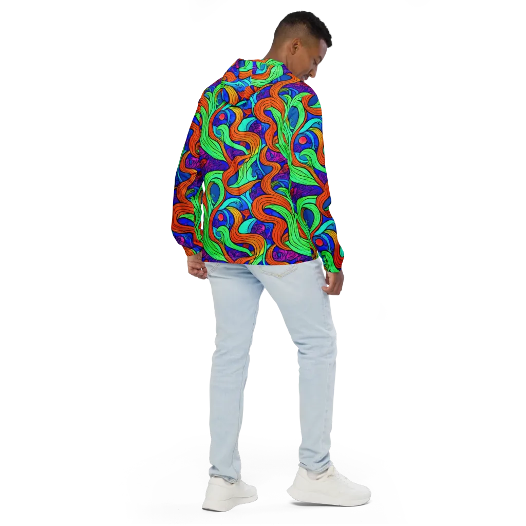 Limefire Waves on Men's Windbreaker — Back