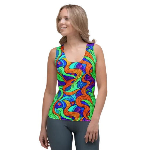 Limefire Waves on a Women's Tank Top